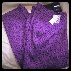 Purple and black printed work pants/ slacks